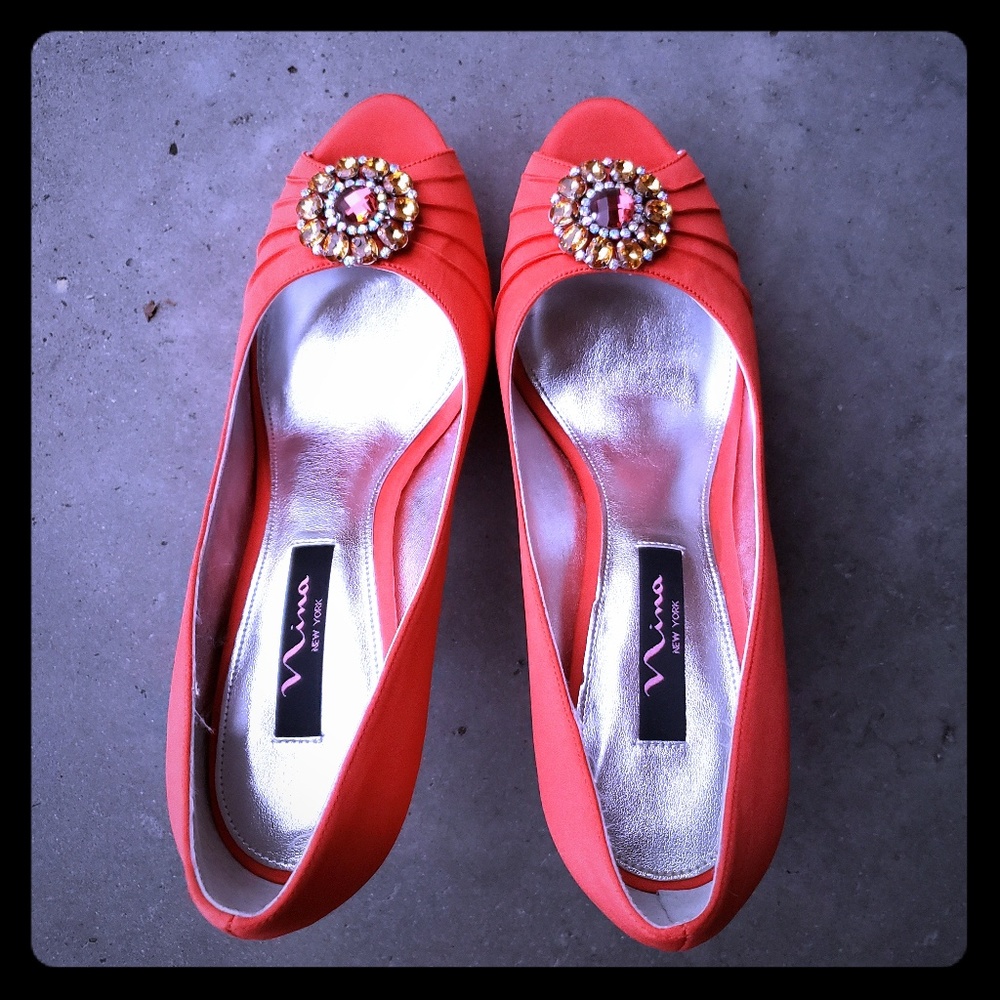 Nina Studded Peep Toe Heels